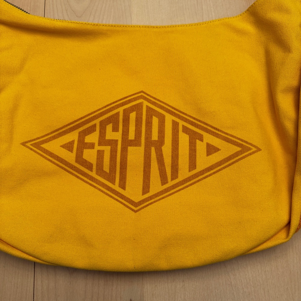 ESPRIT Yellow Logo Canvas Hobo Bag NWT - Picture 2 of 8